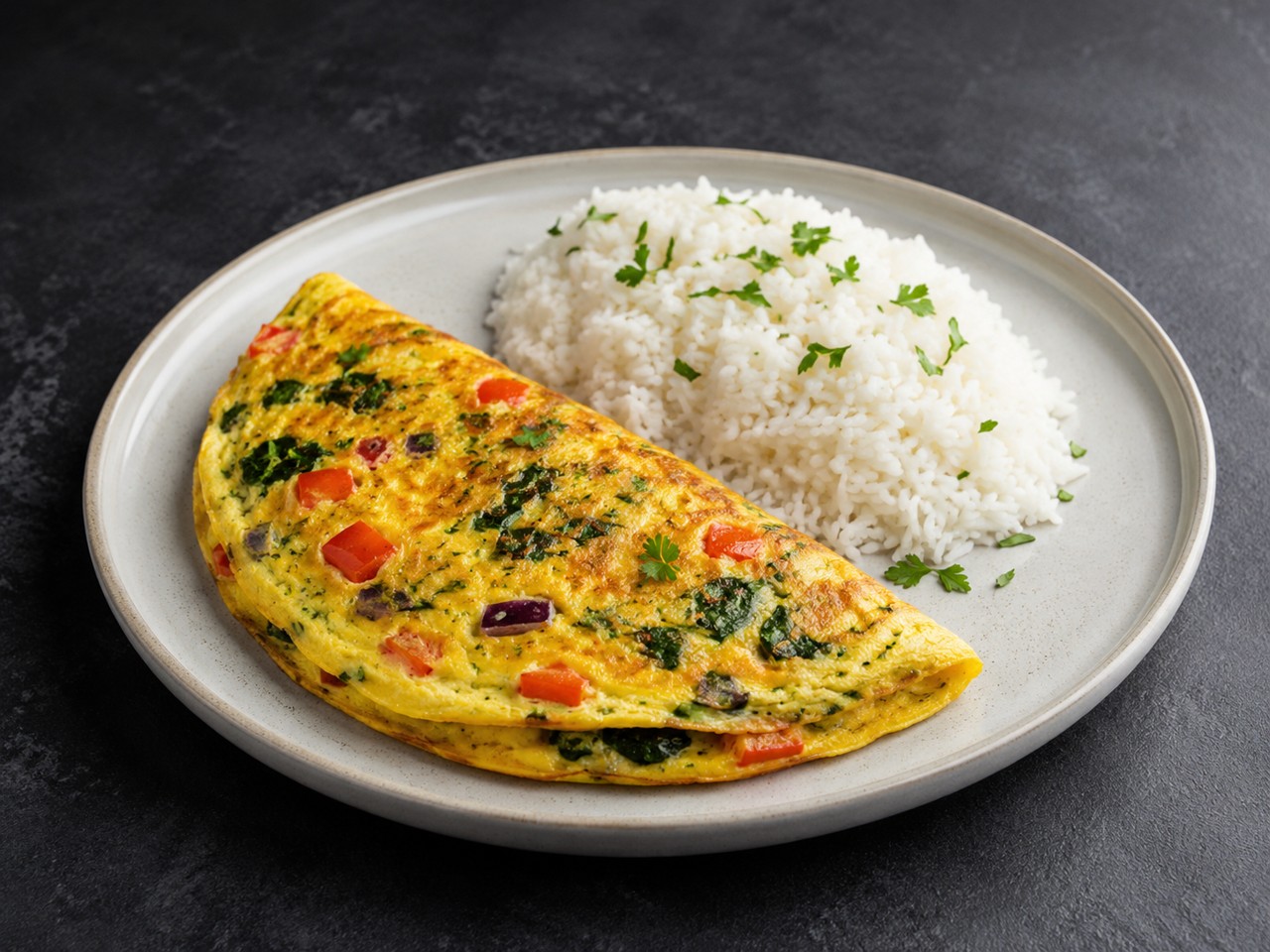 Vegetable omelet with rice
